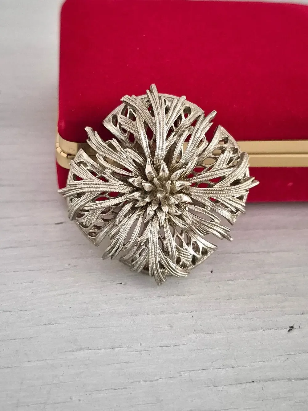 Vintage Lisner Silver-tone Maltese Cross Brooch Pin